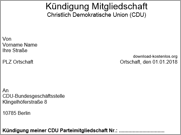 CDU Austritt Vorlage