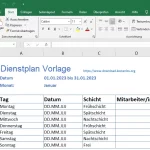 Dienstplan Vorlage für Excel und Word