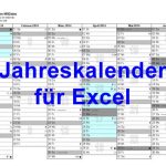 Excel Jahreskalender / Kalender zum drucken
