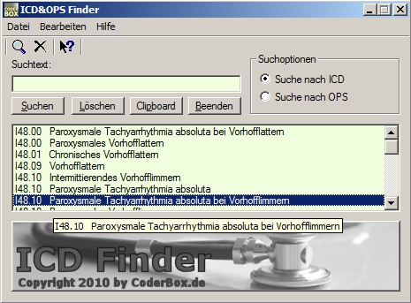 ICD Code Abfrage Software