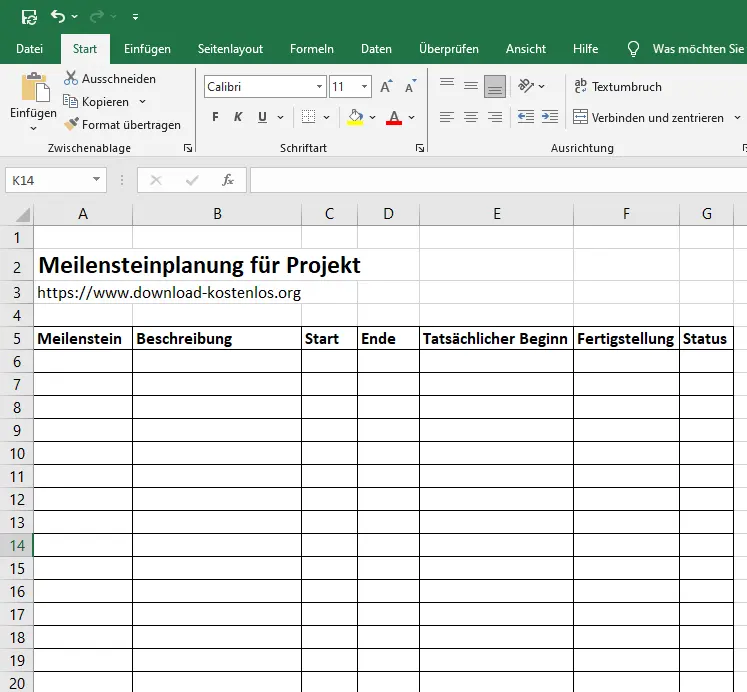 Meilensteinplanung Vorlage für Excel