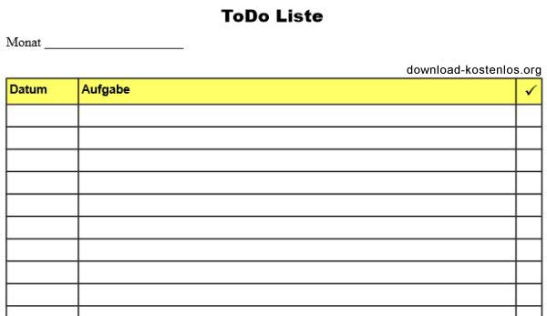 ToDo Liste Vorlage